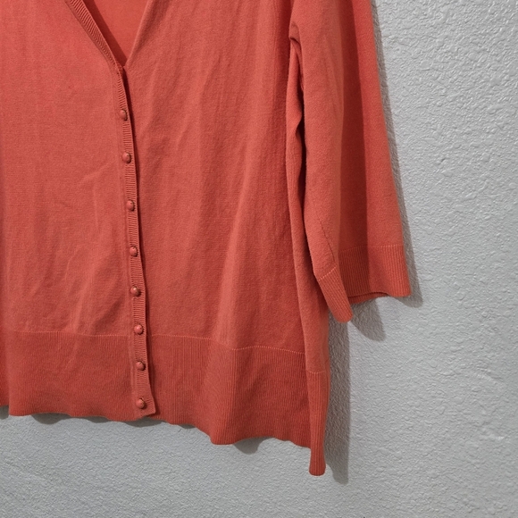 Premise Studio Button-Up Sweater Cardigan Women's Size 2X Orange 3/4 Sleeve - Picture 5 of 6